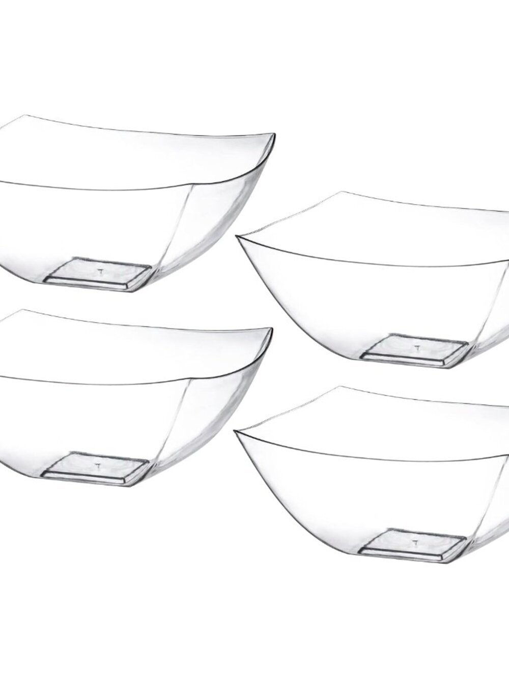 4 Pack Disposable Clear Plastic Serving Bowls Square Party & Candy 16oz